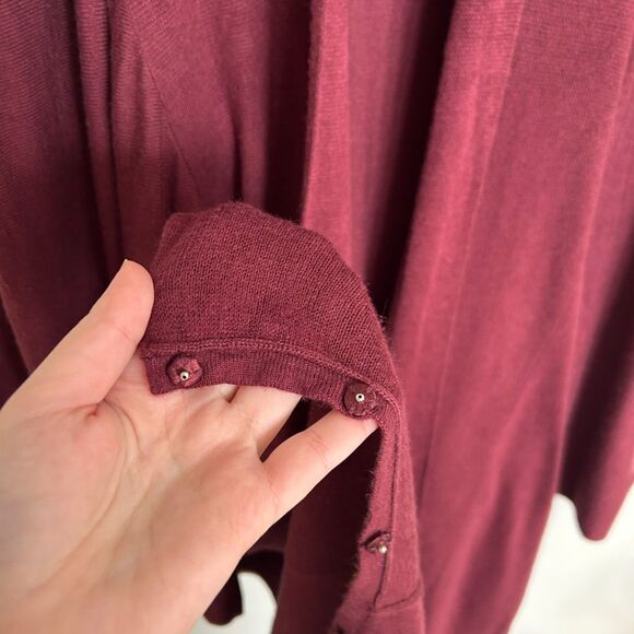 Nordstrom Lingerie Long Wrap Cardigan Burgundy / Wine / Maroon - Picture 10 of 12
